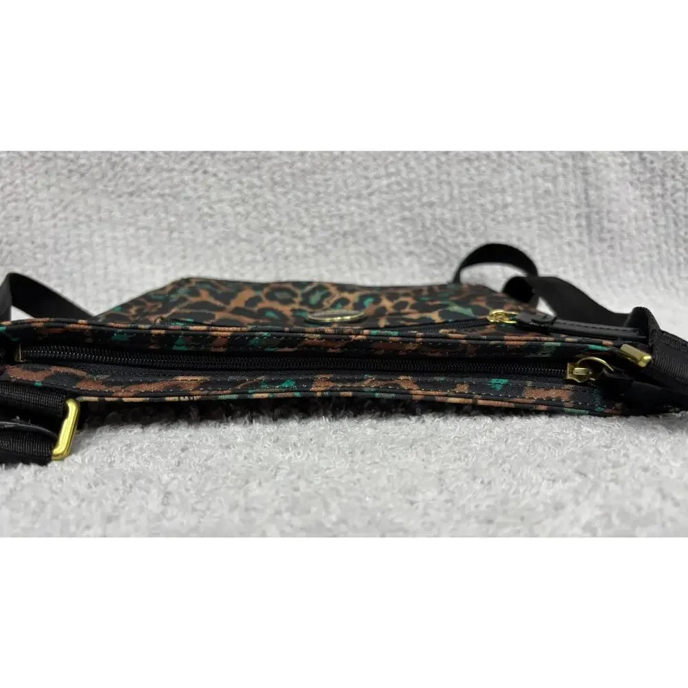Coach Nylon Black Teal Big Cat Print Crossbody Purse F77479 #76920